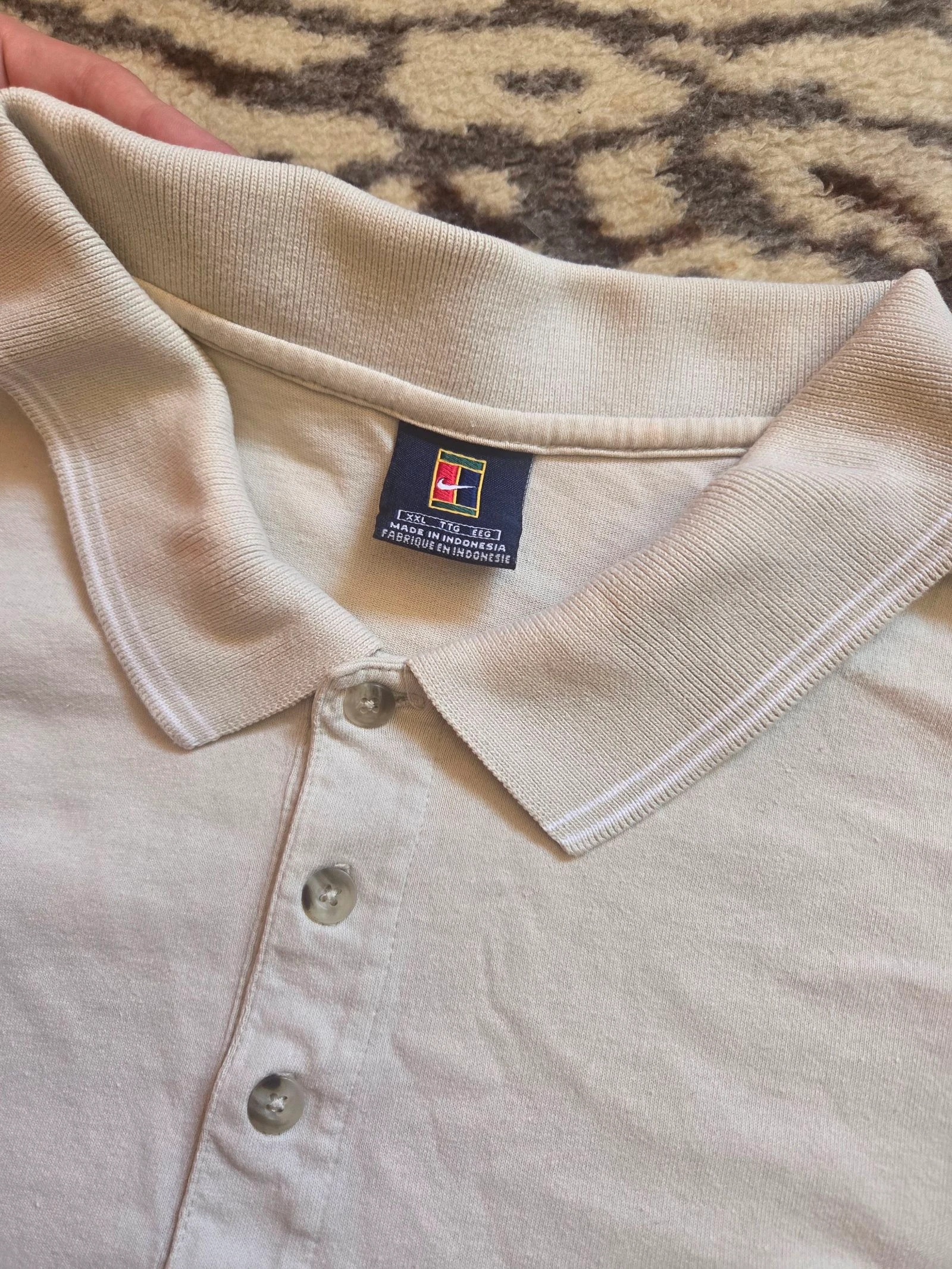 Polo Nike rétro vintage original pour hommes, couleur beige/crème - taille XXL – photo 3